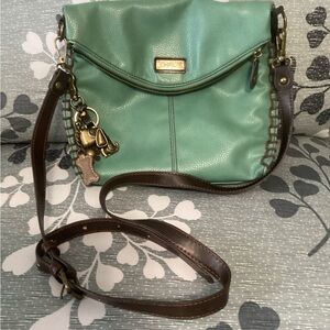 CHALA Teal Faux Leather Crossbody | Whipstitch Detail | Polka Dot Lining 🐾